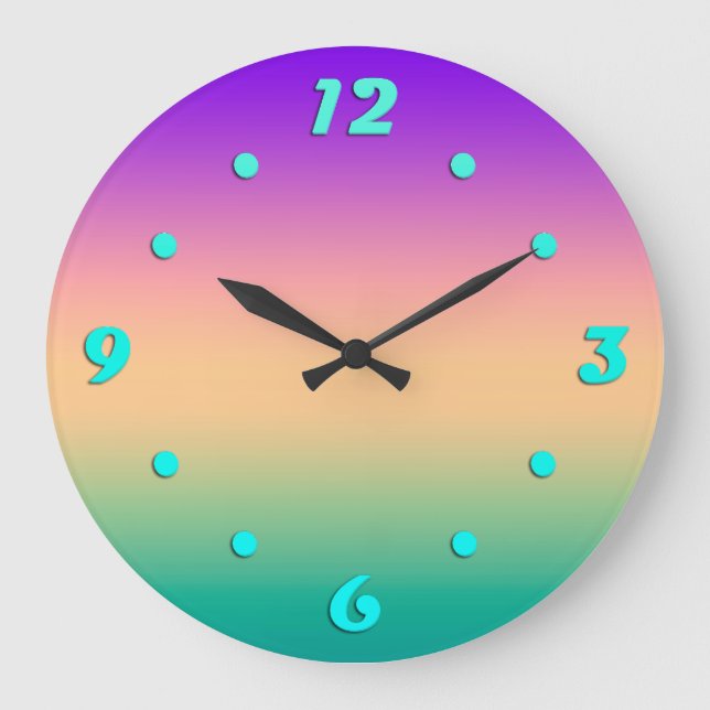 Ombre , multicolored large clock (Front)