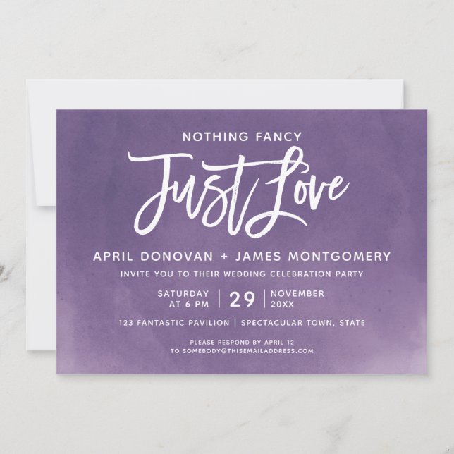 Ombre Nothing Fancy Just Love  Brush Typography Invitation (Front)