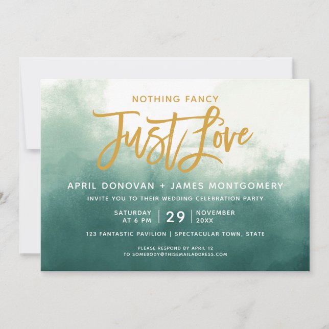 Ombre Nothing Fancy Just Love  Brush Typography Invitation (Front)