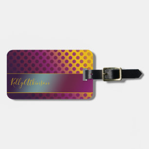 Ombre Passion Fruit Polka Dots with Name Luggage Tag