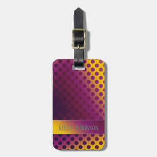 Ombre Passion Fruit Polka Dots with Name Luggage Tag
