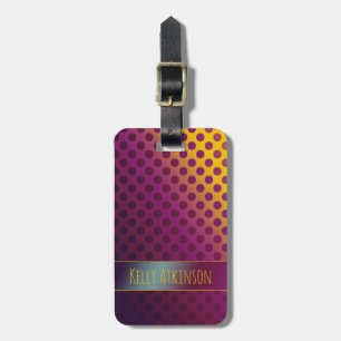 Ombre Passion Fruit Polka Dots with Name Luggage Tag
