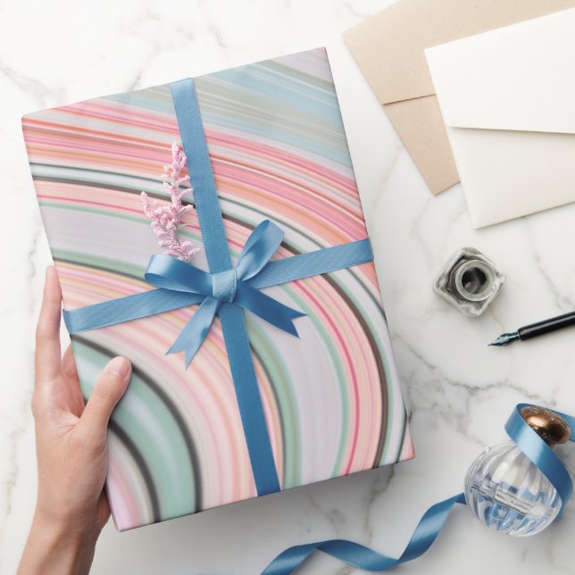 ombre pastel mint coral pink marble swirls wrapping paper (Gifting)