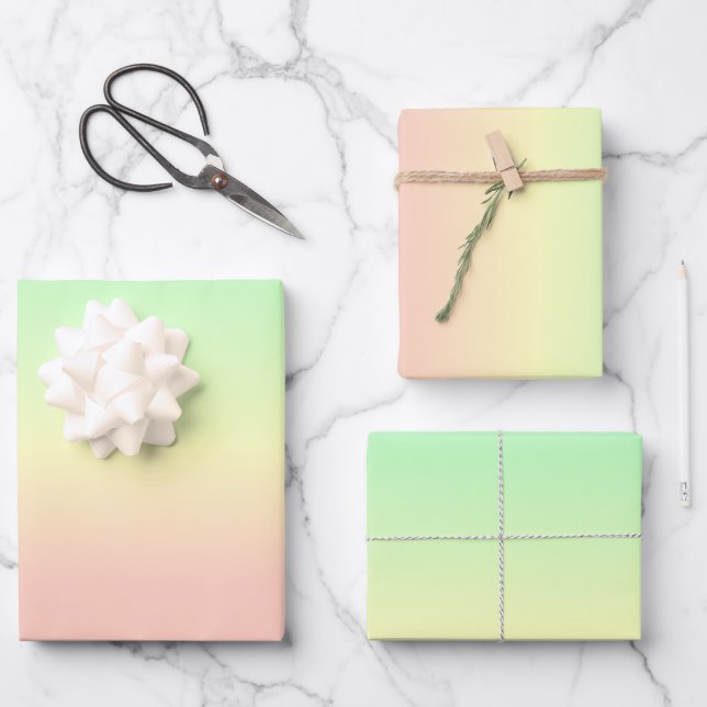 Ombre Pastel Rainbow Abstract Pattern Wrapping Paper Sheet (Front)