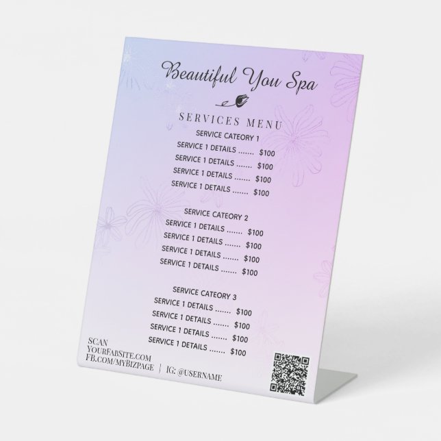 *~* Ombre Patel Rainbow Table Pedestal Sign (Front)