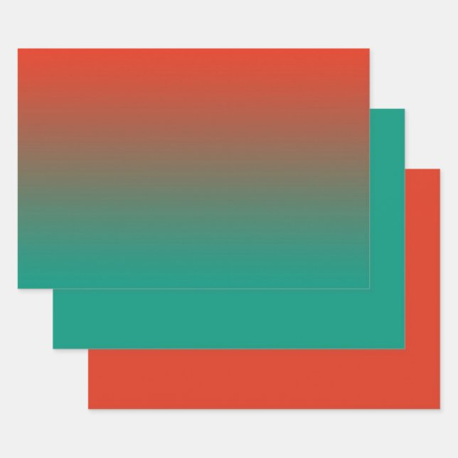 Ombre Peach to teal design Wrapping Paper Sheet (Set)