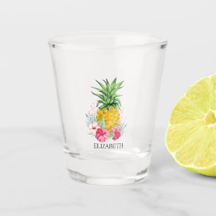 Ombre Pineapple Hibiscus Shot Glass
