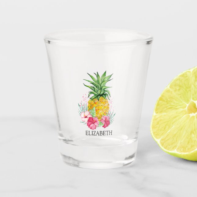 Ombre Pineapple Hibiscus Shot Glass (Front)
