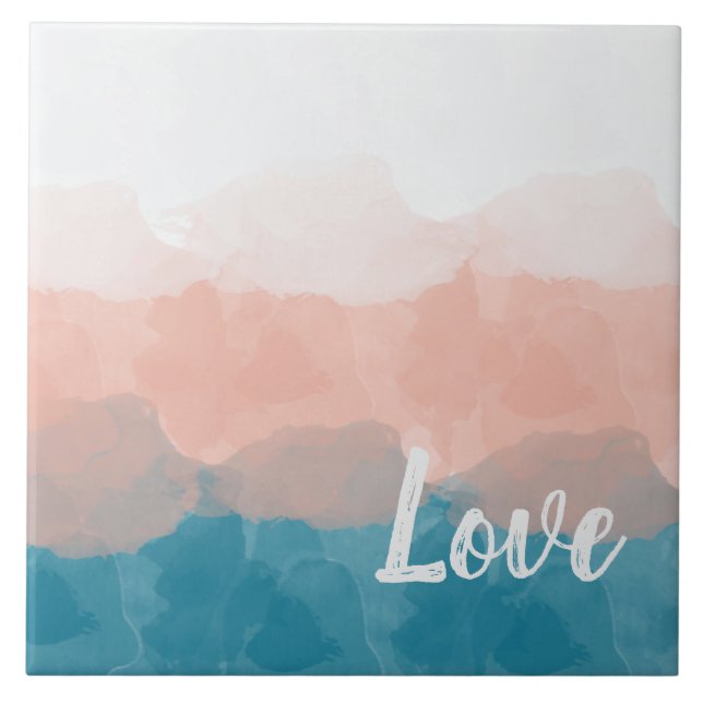 Ombre Pink and Blue Love Graceful Gradient Ceramic Tile (Front)
