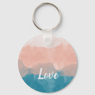 Ombre Pink and Blue Love Graceful Gradient Key Ring