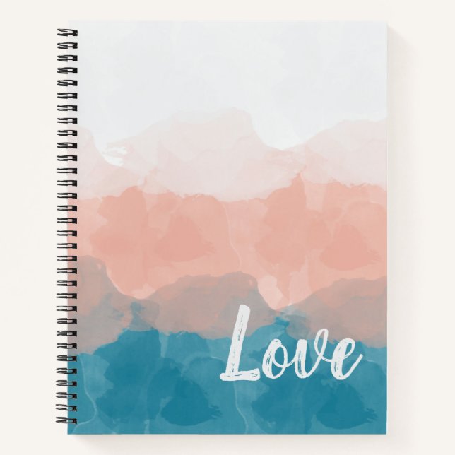 Ombre Pink and Blue Love Graceful Gradient Notebook (Front)