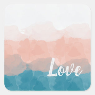 Ombre Pink and Blue Love Graceful Gradient Square Sticker