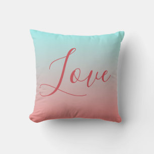 Ombre Pink and Blue Romantic Love Cushion