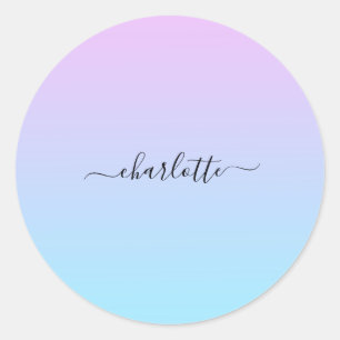 Ombré Pink and Turquoise Gradient Classic Round Sticker