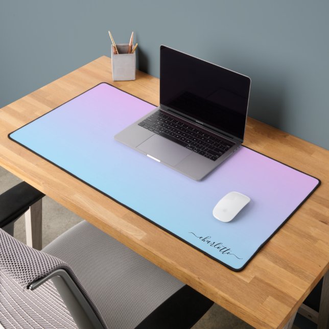 Ombré Pink and Turquoise Gradient Desk Mat (Office 2)