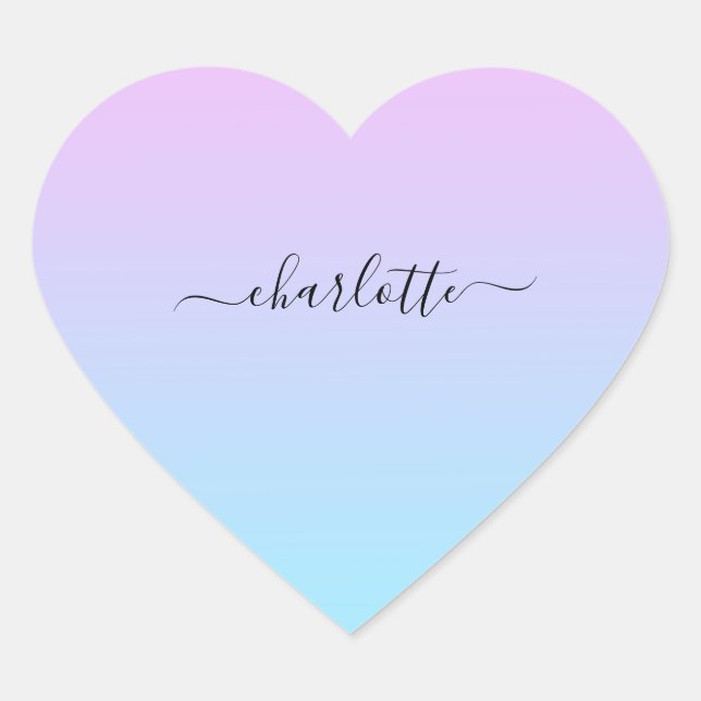 Ombré Pink and Turquoise Gradient Heart Sticker (Front)