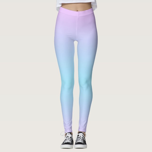 Ombré Pink and Turquoise Gradient Leggings (Front)