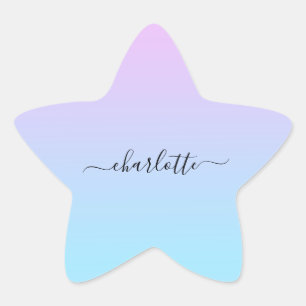 Ombré Pink and Turquoise Gradient Star Sticker