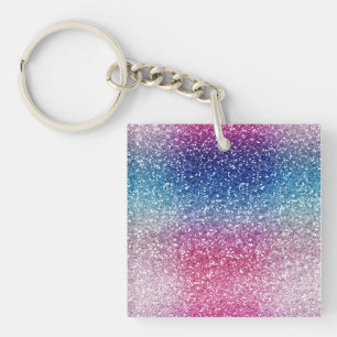 Ombre Pink Blue Glitter Wrapping Paper Key Ring