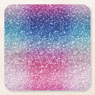 Ombre Pink Blue Glitter Wrapping Paper Square Paper Coaster