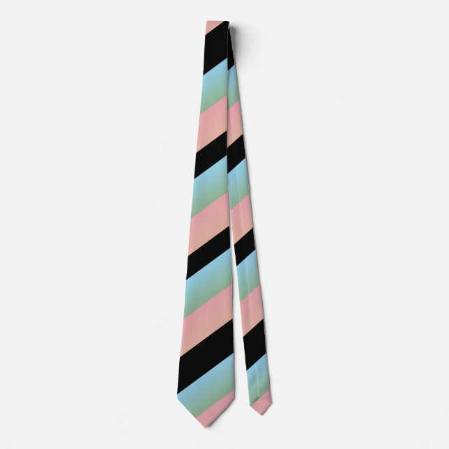 Ombre Pink Blue Green Multi Diagonal Stripes Tie (Front)