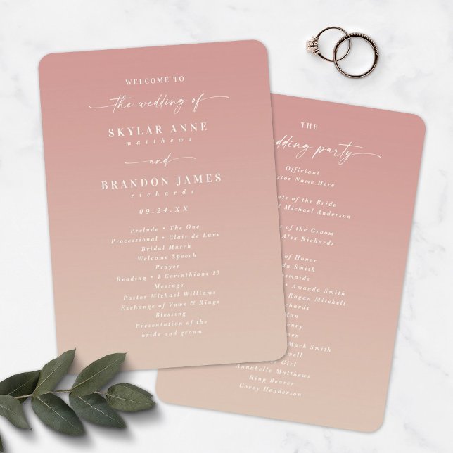 Ombre Pink & Champagne Wedding Ceremony Program (Creator Uploaded)