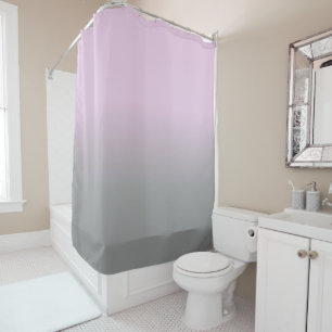 Ombre Pink Grey Gradient Fading Shower Curtain
