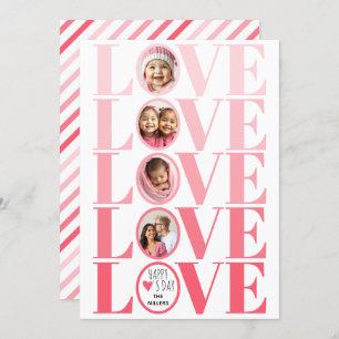 Ombre pink LOVE photo Valentines Day Holiday Card