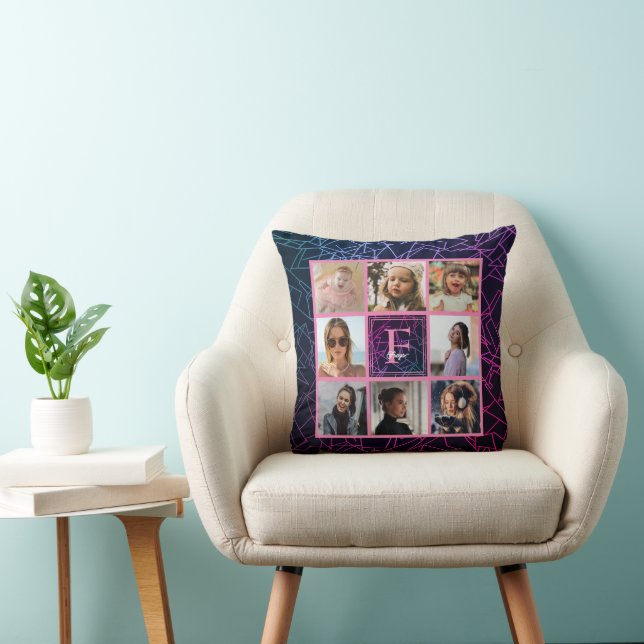 Ombre Pink Photo Collage Throw Pillow (Chair)