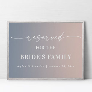 Ombre Pink Reserved Bride's Family Wedding Sign