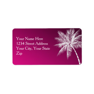 OMBRÉ PINK TROPICAL PALMS Address Label