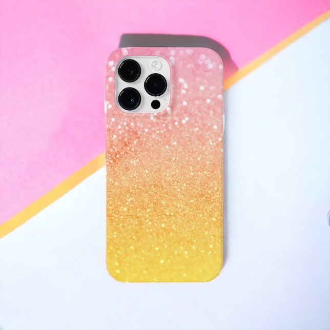 Ombre Pink Yellow Glitter Sparkles Case-Mate iPhone Case (Creator Uploaded)