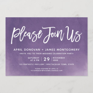 Ombre Please Join Us Brush Typography Wedding Invitation