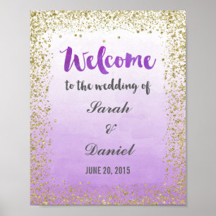 Ombre Purple and Gold Welcome Poster Print