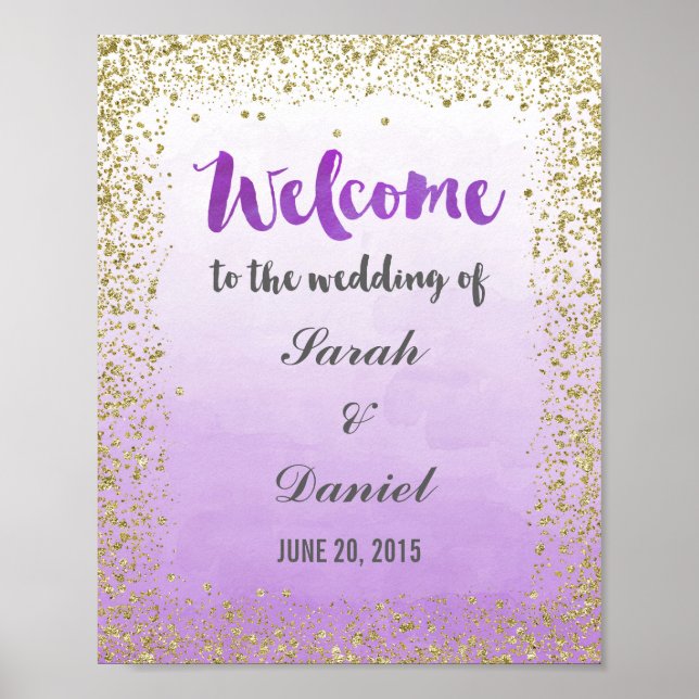 Ombre Purple and Gold Welcome Poster Print (Front)
