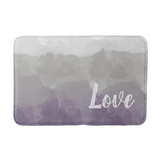 Ombre Purple and Grey Love Graceful Gradient Bath Mat (Front)