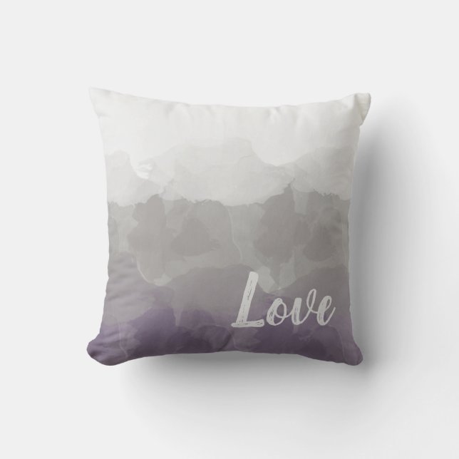 Ombre Purple and Grey Love Graceful Gradient Cushion (Front)