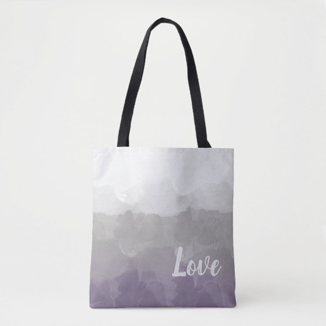 Ombre Purple and Grey Love Graceful Gradient Tote Bag (Front)