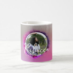 Ombre Purple and Pink Circle Frame Photo Coffee Mug