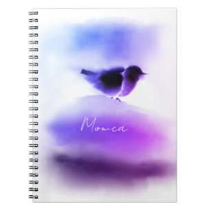 Ombre Purple and Pink Snow Bird Script Notebook