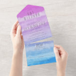 Ombre Purple Blue Elegant CUSTOM BAT BAR MITZVAH All In One Invitation<br><div class="desc">Perfect simple and elegant bar or bat mitzvah invitation! Hand made art in the background for you! FULLY CUSTOMIZABLE! Click on “Personalise” above to edit the text. Click "edit using design tool" to adjust the fonts, colours and placements. Be sure to add your return address to the back side in...</div>