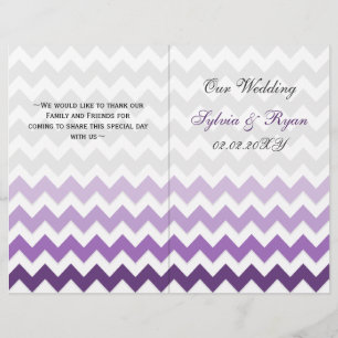 Ombre purple Chevron folded Wedding program