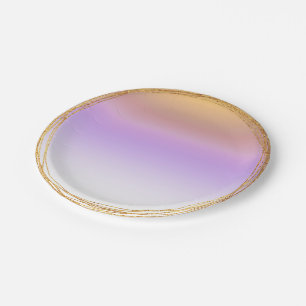 Ombre Purple Gold Lilac Purple Glass Party Vip Paper Plate