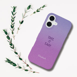 Ombre Purple Personalise Quote & Name Iphone Case