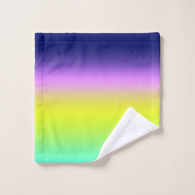 Ombre purple yellow green spring summer colours ri bath towel set (Wash Cloth)
