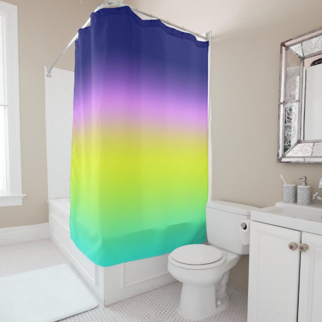 Ombre purple yellow green spring summer colours ri shower curtain (In Situ)