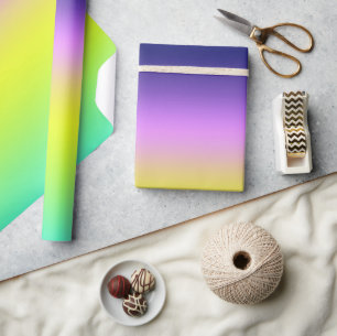 Ombre purple yellow green spring summer colours ri wrapping paper