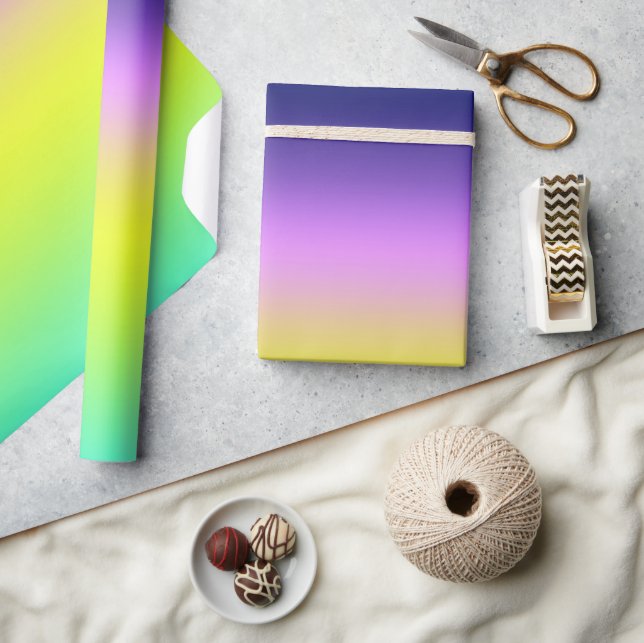 Ombre purple yellow green spring summer colours ri wrapping paper (Crafts)