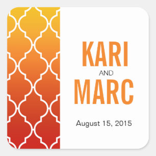 Ombre Quatrefoil Geometric Favour Decal   sunset Square Sticker