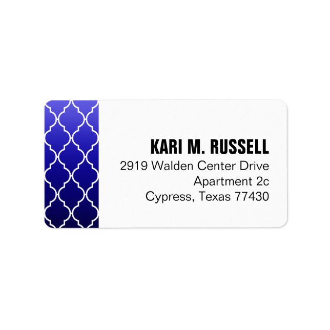 Ombre Quatrefoil Geometric Mailing | navy indigo Label (Front)
